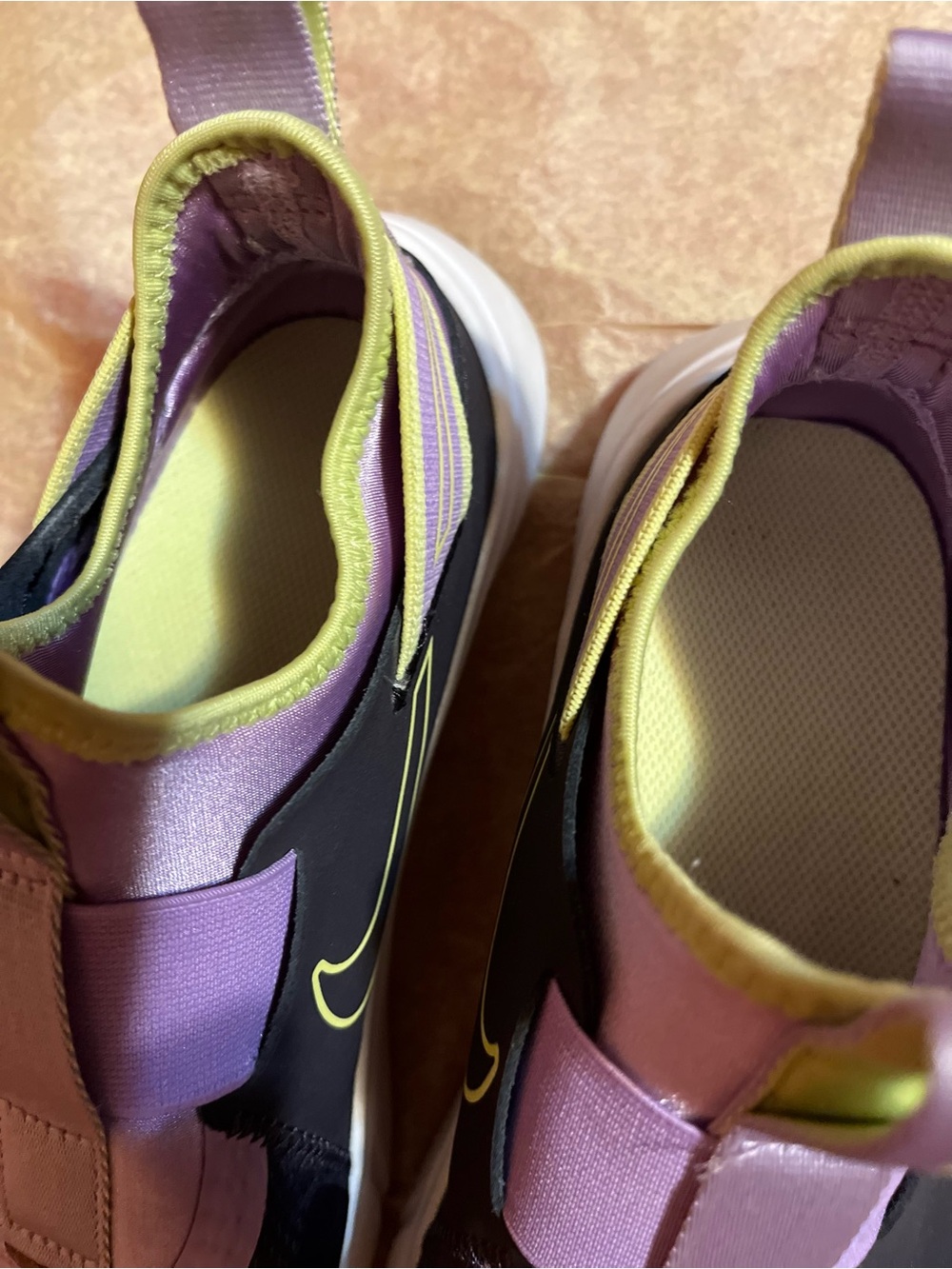 Nike Flexible Slip-On Sneakers in Black, Lavender & Yellow - Picture 7 of 7